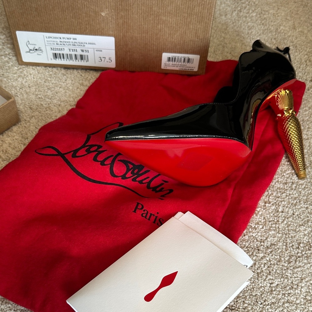 Christian Louboutin Black Patent LipChick Pump 100